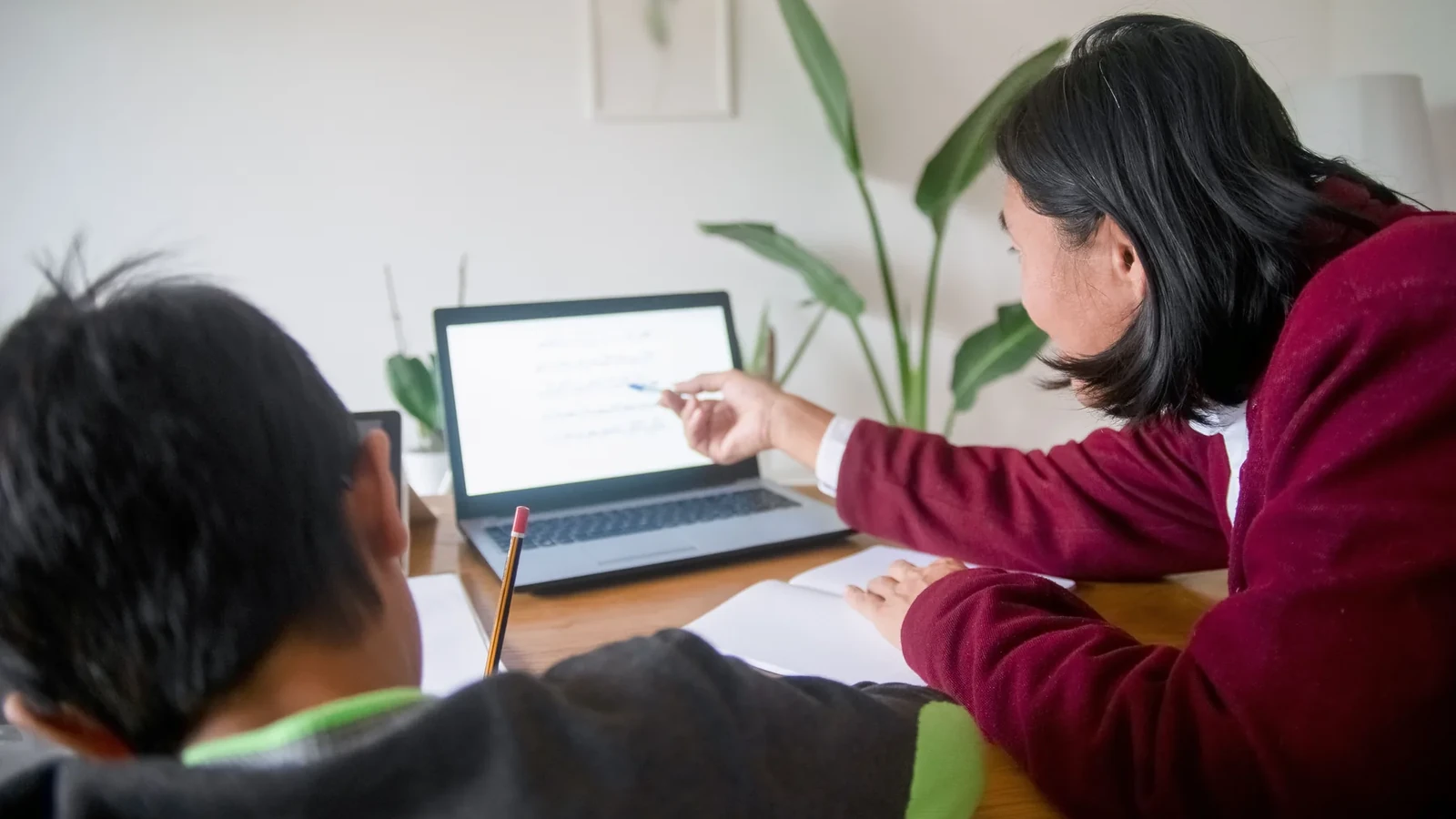 An educator guiding a learner through digital course material